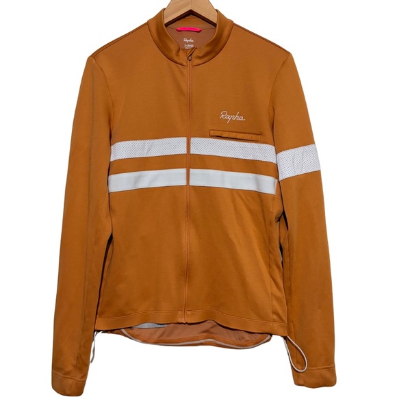 rapha mens brevet orange long sleeve jersey cycling zip up jacket, XL - Picture 3 of 16